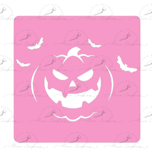 Stencil Calabaza con Murciélagos